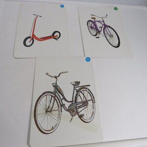Peabody 60s Bikes & Scooter (3) cards Vintage Artwork (one card torn)
